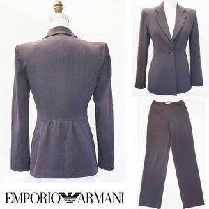 EMPORIO ARMANI Womens Dark Gray  2-Piece Pant Power Suit Blazer Jacket 38 / 40